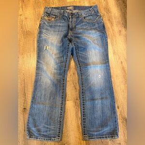 MEK Denim Men's Bootcut Blue Washed Jeans 36x32